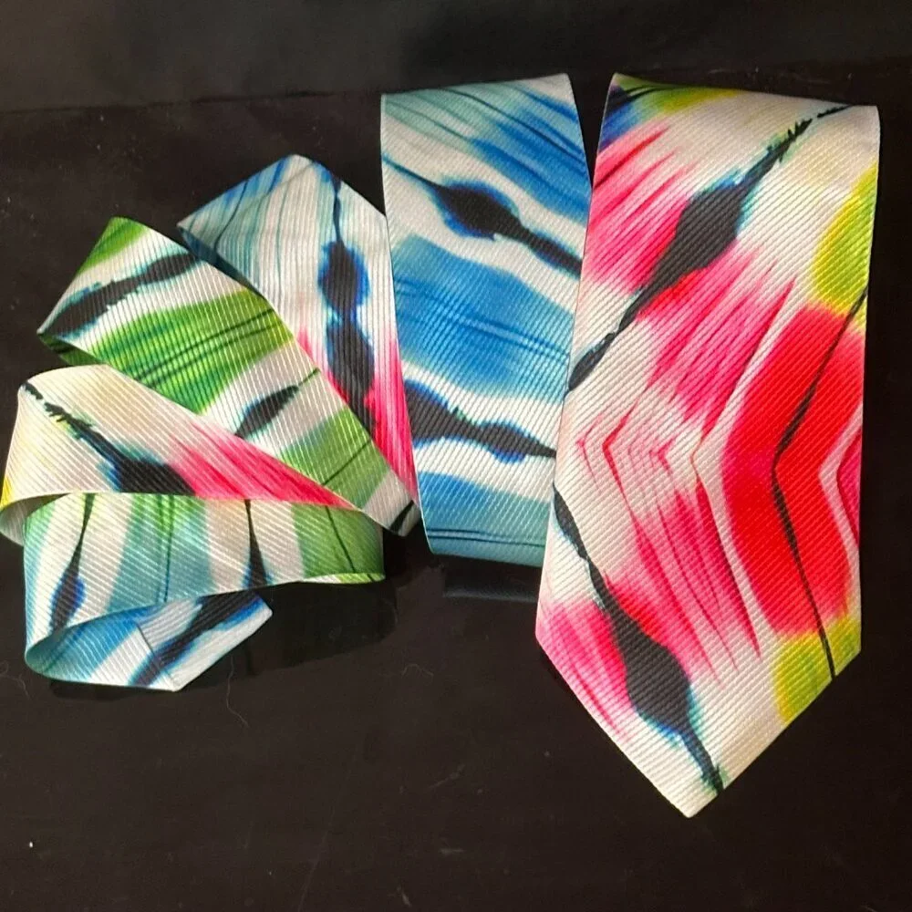 Psychedelic Rainbow Menswear Necktie Tie Neckwear Tie Dye Tied Dyed Hippie Rave